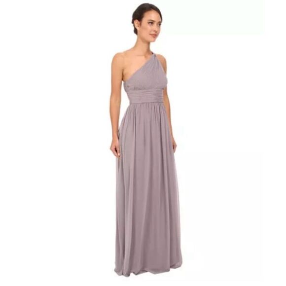 ✨Donna Morgan 'Rachel' Ruched One-Shoulder Chiffon Lavender Sz 6 Gown✨ - Picture 4 of 8